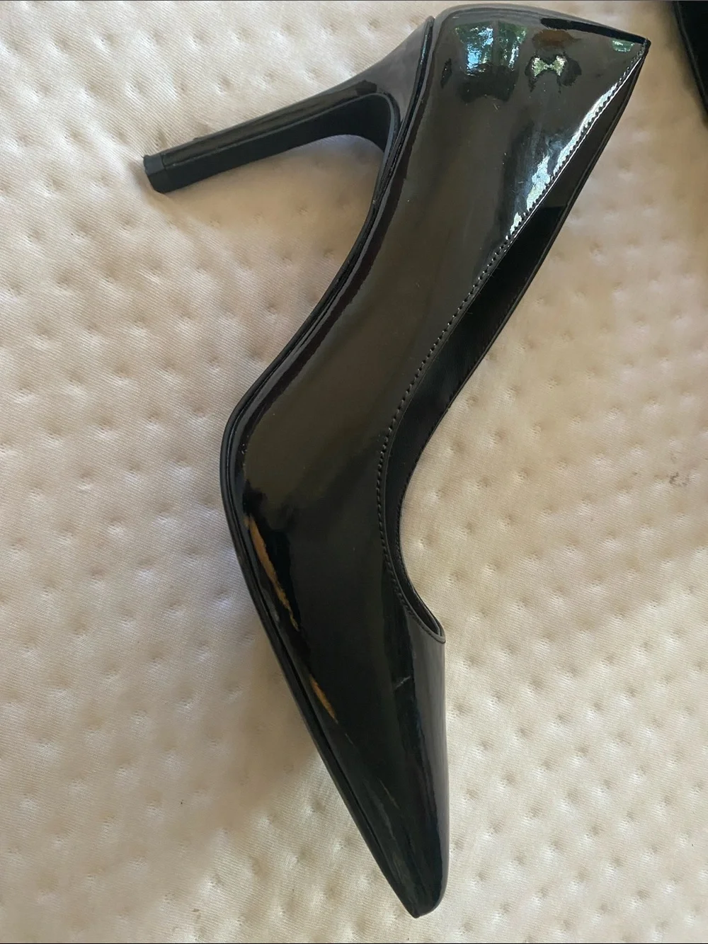 Stuart Weitzman Black Patent Pointed-Toe Pumps